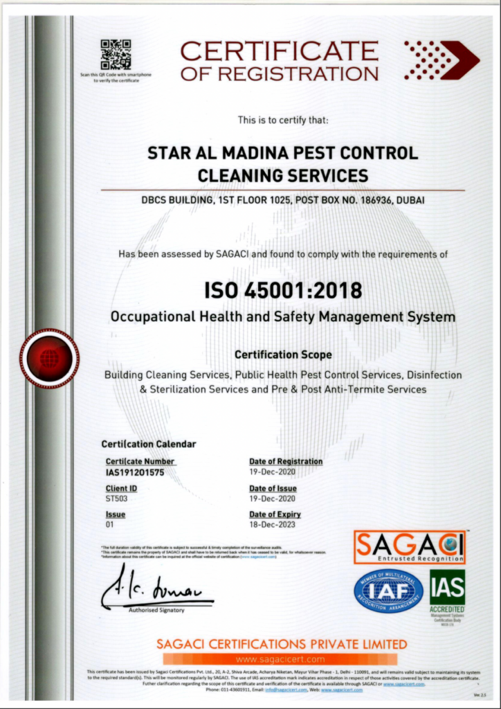 Pest Control Sagaci Certifications